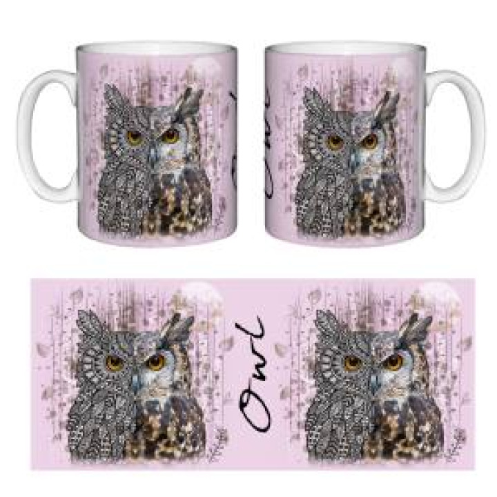 Mug blanc Hibou Native Tribes Fond Rose Chiné Blanc Taille unique