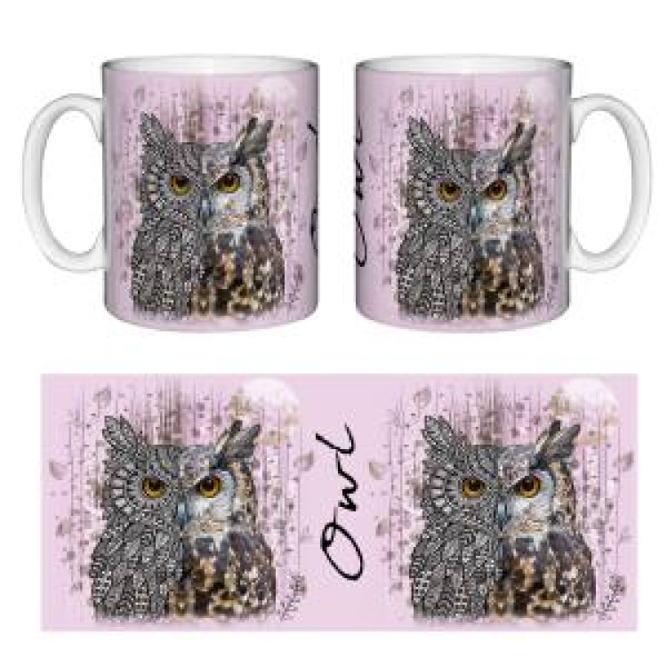 Mug blanc Hibou Native Tribes (Fond Rose Chin&eacute;) Blanc Taille unique