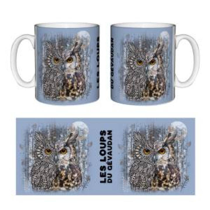 Mug blanc Hibou Native Tribes les Loups du Gévaudan Bleu Blanc Taille unique