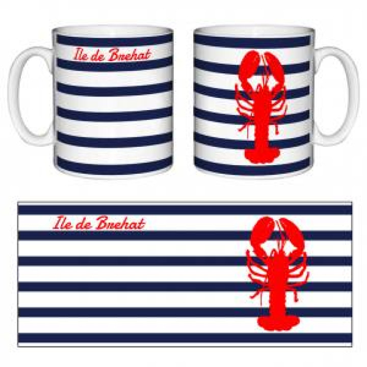 Mug blanc Homard Rayure Île de Bréhat Blanc Taille unique