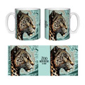 Mug blanc Léopard Linocut Zoo Boissière du Dore (Bleu Clair Beige Vert) Blanc Taille unique