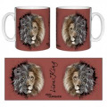 Mug blanc Lion Native Tribes Rouge Orange Zoo de Jurques Blanc Taille unique