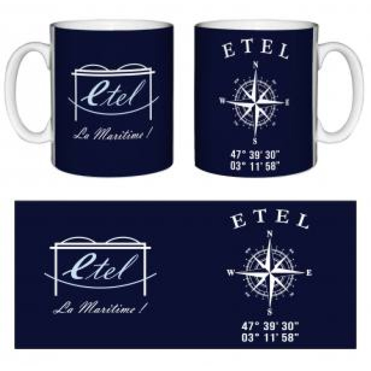 Mug blanc logo Mairie D'etel + GPS Etel Blanc Taille unique