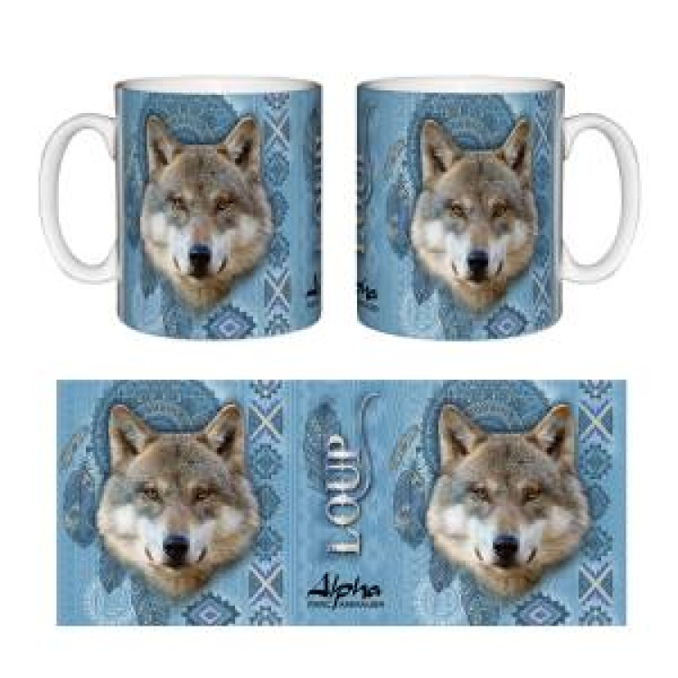 Mug blanc Loup Intemporel Alpha Parc Animalier Blanc Taille unique