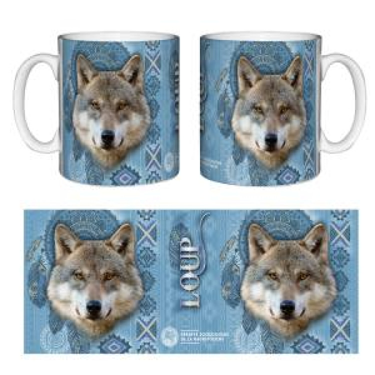 Mug blanc Loup Intemporel (Bleu Beige) Réserve de la Haute Touche Blanc Taille unique