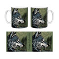 Mug blanc Loup Linocut Au Pays du G&eacute;vaudan Blanc Taille unique