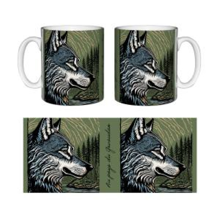 Mug blanc Loup Linocut Au Pays du Gévaudan Blanc Taille unique