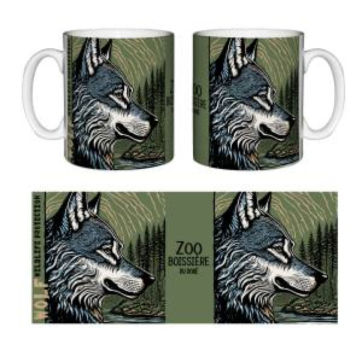 Mug blanc Loup Linocut Zoo Boissière du Dore Blanc Taille unique