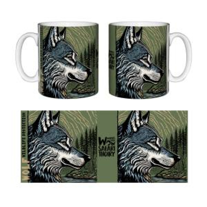 Mug blanc Loup Linocut Zoo de Thoiry Blanc Taille unique
