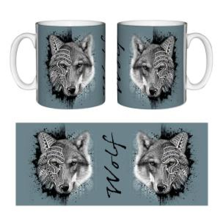 Mug blanc Loup Natives Tribes Fond Citadel Blue Blanc Taille unique