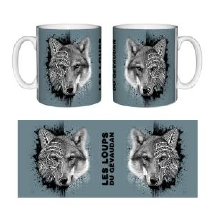 Mug blanc Loup Natives Tribes les Loups du Gévaudan Fond Citadel Blue Blanc Taille unique