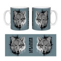 Mug blanc Loup Natives Tribes les Loups du Gévaudan (Fond Citadel Blue) Blanc Taille unique