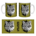 Mug blanc Loup Natives Tribes les Loups du Gévaudan (Fond Vert Anis) Blanc Taille unique