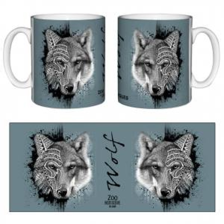 Mug blanc Loup Natives Tribes Zoo Boissière du Dore Blanc Taille unique