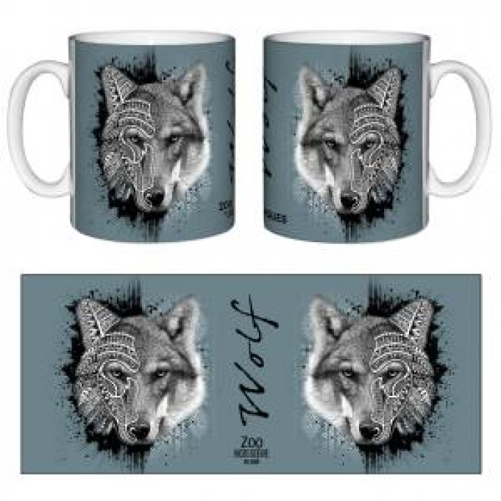 Mug blanc Loup Natives Tribes Zoo Boissière du Dore Blanc Taille unique