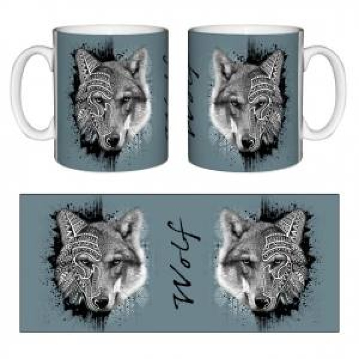 Mug blanc Loup Natives Tribes Blanc Taille unique