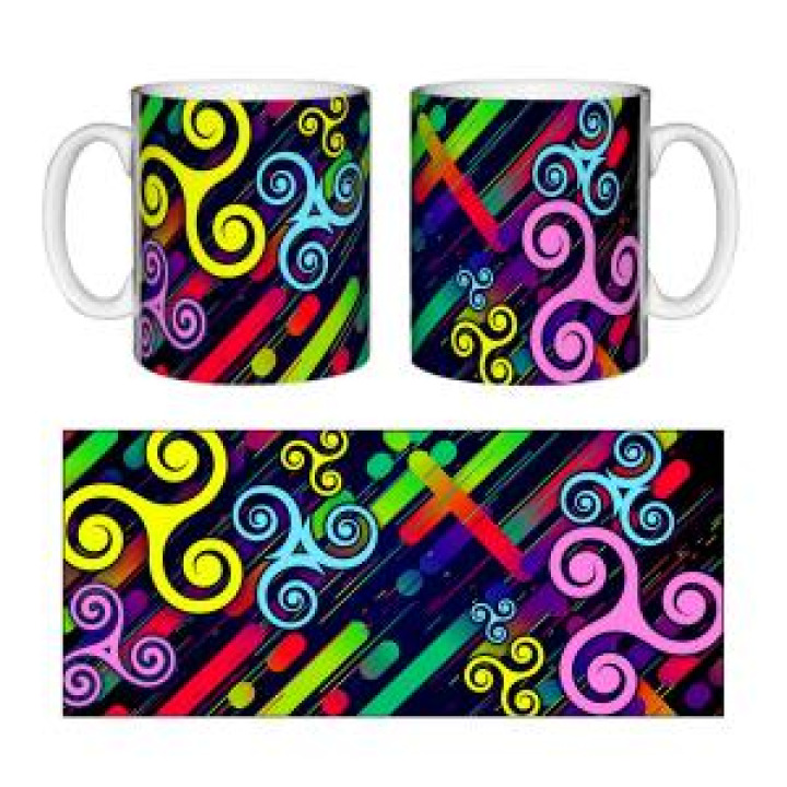 Mug blanc Multicolore Plusieurs Triskel de Couleurs Blanc Taille unique