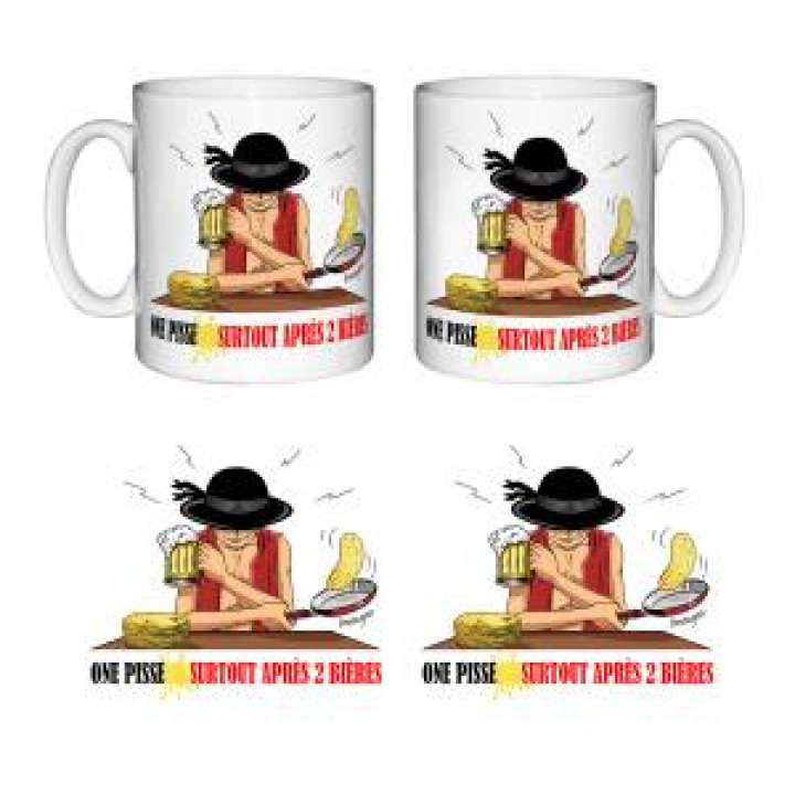 Mug blanc One Pisse Surtout après Deux Bières Blanc Taille unique