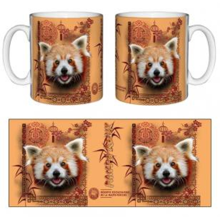 Mug blanc Panda Roux Intemporel (Bordeaux Orange Abricot) R&eacute;serve de la Haute Touche Blanc Taille unique