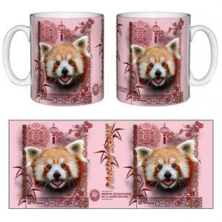 Mug blanc Panda Roux Intemporel Bordeaux Orange Rose Clair Réserve de la Haute Touche Blanc Taille unique