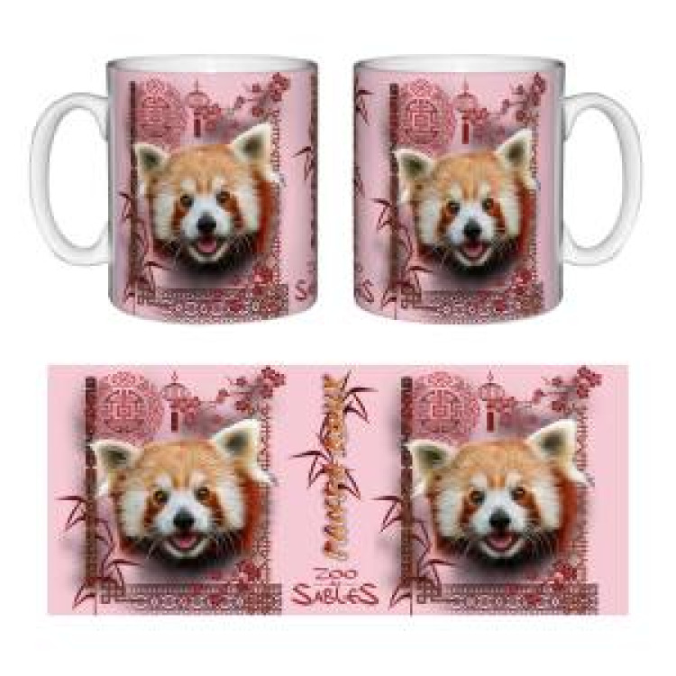 Mug blanc Panda Roux Intemporel (Bordeaux Orange Rose Clair) Zoo des Sables d&rsquo;Olonne Blanc Taille unique