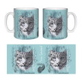 Mug blanc Panth&egrave;re des Neiges Native Tribes (Fond Truquoise) Cerza Blanc Taille unique