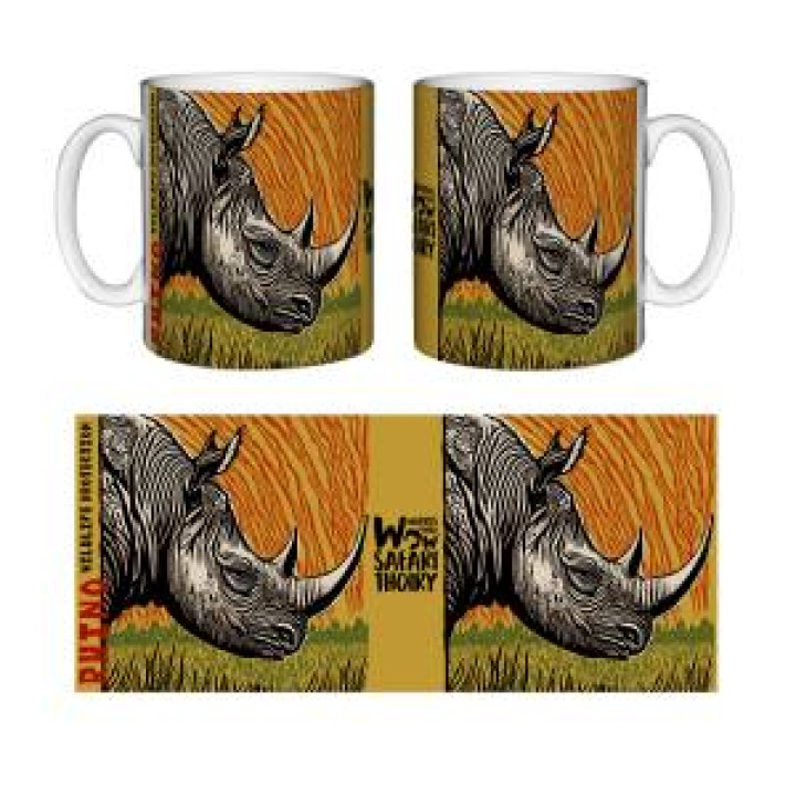 Mug blanc Rhino Linocut Zoo de Thoiry Blanc Taille unique