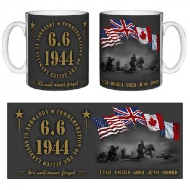 Mug blanc Soldats Débarquement Drapeaux Blanc Taille unique