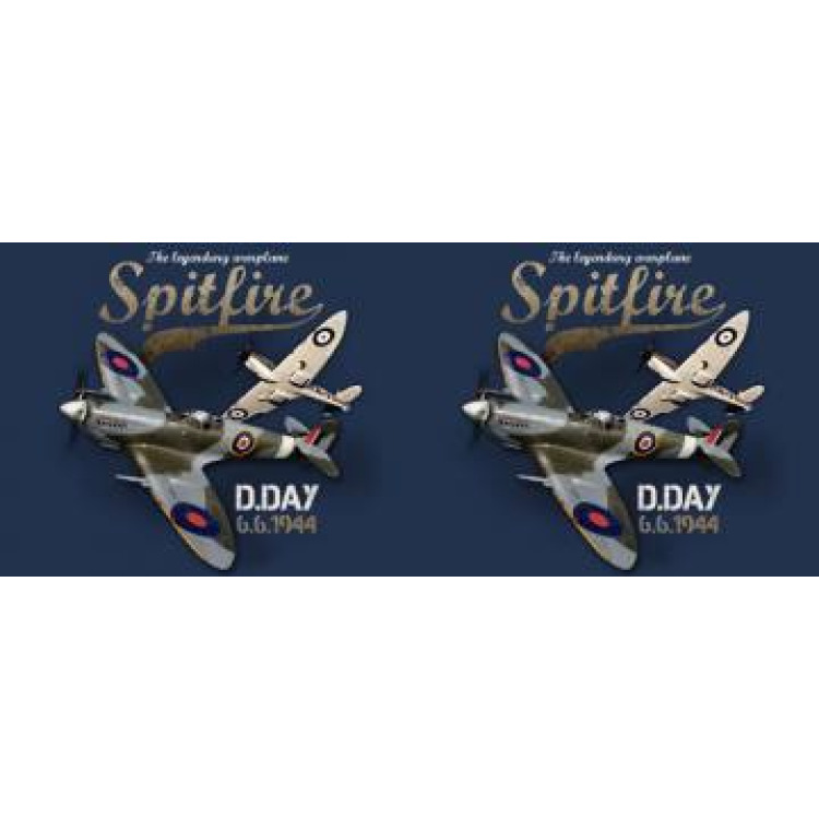Mug blanc Spitfire Avion D-Day 6/6/1944 (Sur Fond Marine) Blanc Taille unique