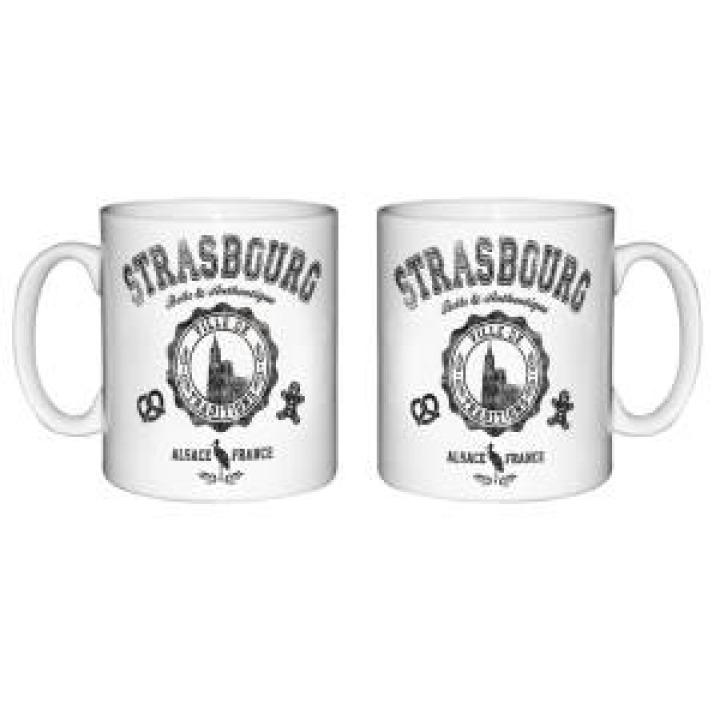 Mug blanc Strasbourg Alsace France Vintage Noir Blanc Taille unique