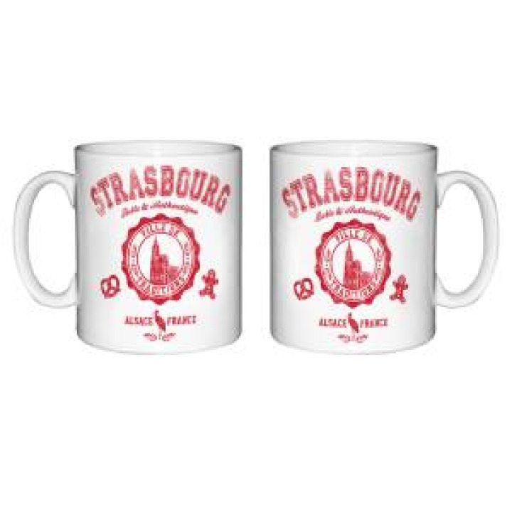 Mug blanc Strasbourg Alsace France Vintage Rouge Blanc Taille unique