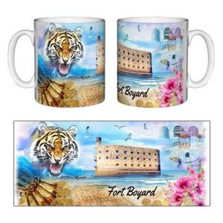 Mug blanc "Style Boite" Tigre Fort Boyard Blanc Taille unique
