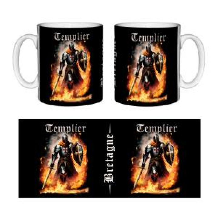 Mug blanc Templier dans les Flammes Bretagne Blanc Taille unique