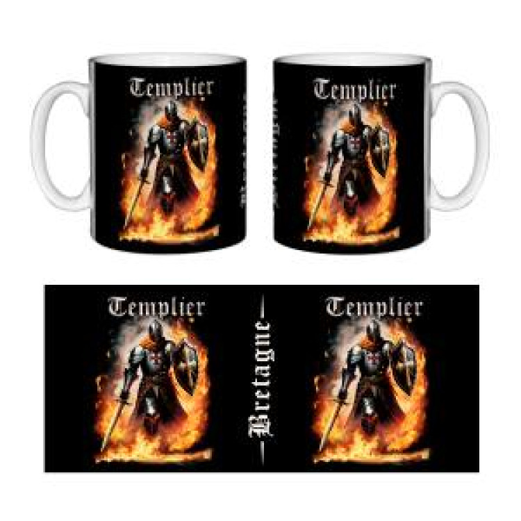 Mug blanc Templier dans les Flammes Bretagne Blanc Taille unique
