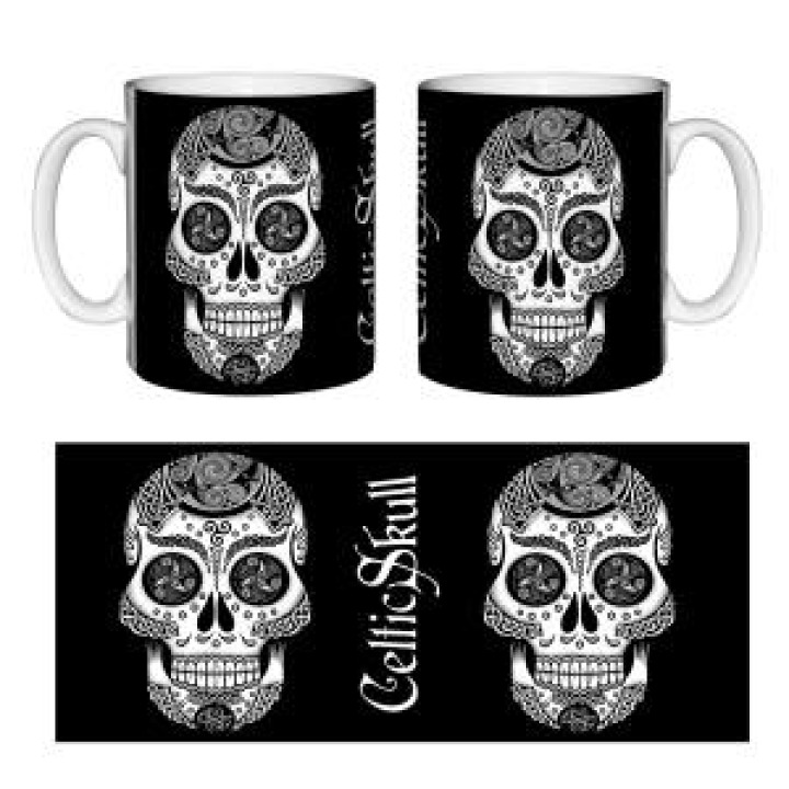 Mug blanc Tête de Mort Celtic Skull Blanc Taille unique