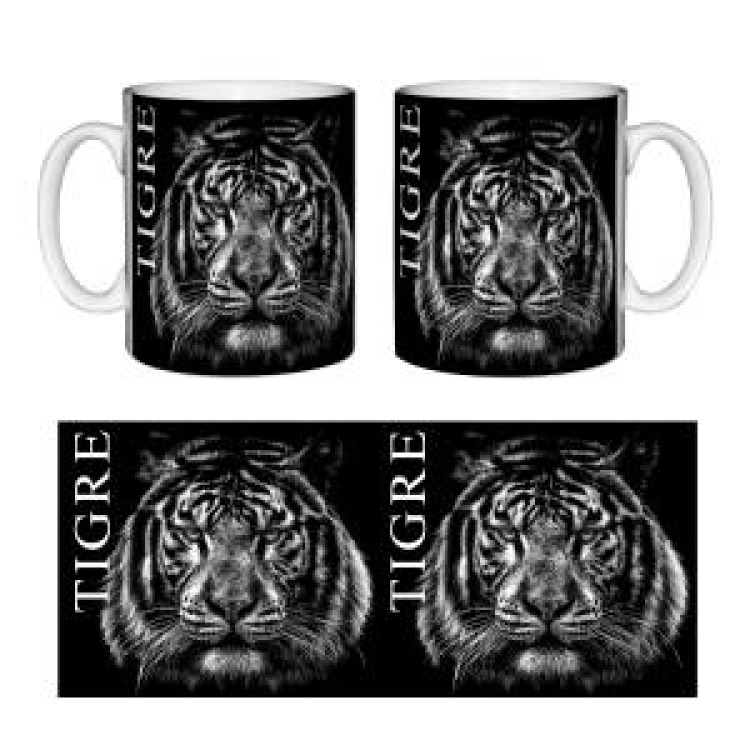 Mug blanc T&ecirc;te de Tigre Gamme Black Blanc Taille unique