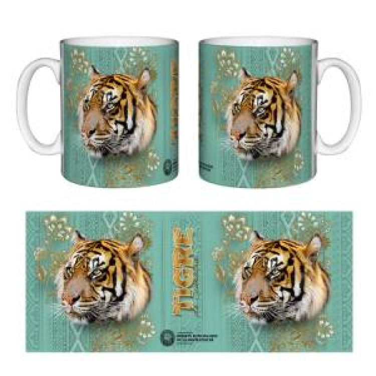 Mug blanc Tigre Intemporel (Turquoise Cuivre Beige) Réserve de la Haute Touche Blanc Taille unique