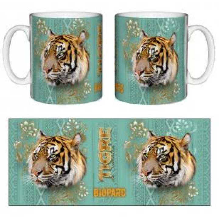 Mug blanc Tigre Intemporel Turquoise Cuivre Bioparc Blanc Taille unique