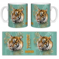 Mug blanc Tigre Intemporel (Turquoise Cuivre) Bioparc Blanc Taille unique
