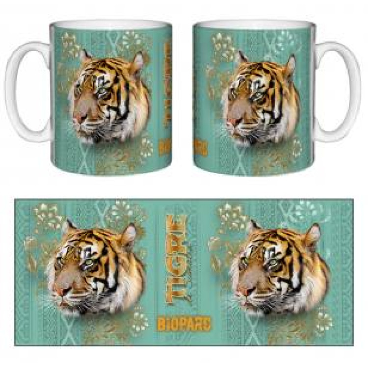 Mug blanc Tigre Intemporel (Turquoise Cuivre) Bioparc Blanc Taille unique
