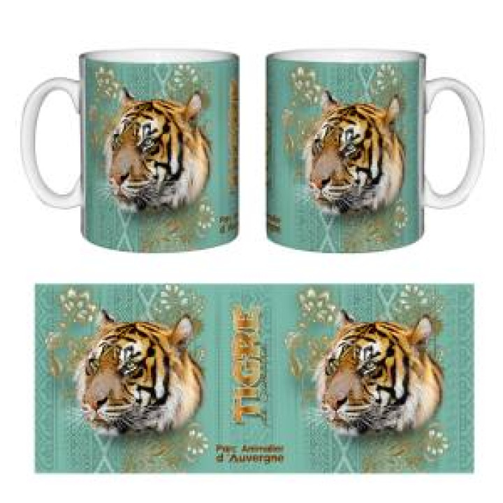 Mug blanc Tigre Intemporel Turquoise Cuivre Parc Animalier dAuvergne Blanc Taille unique