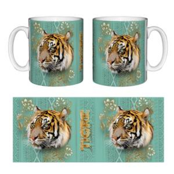 Mug blanc Tigre Intemporel Turquoise Cuivre Blanc Taille unique