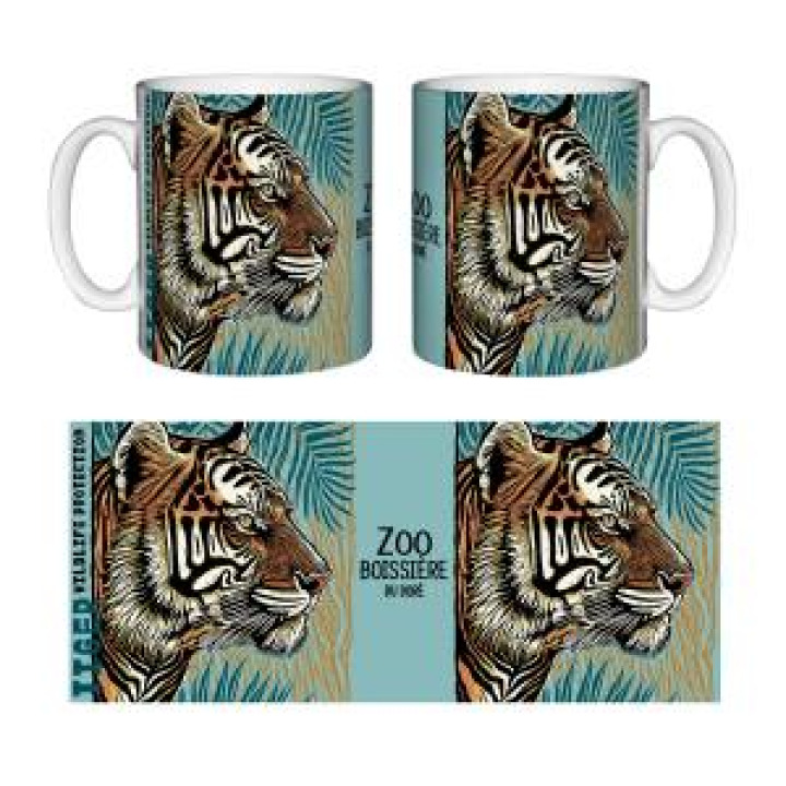 Mug blanc Tigre Linocut Zoo Boissière du Dore Blanc Taille unique