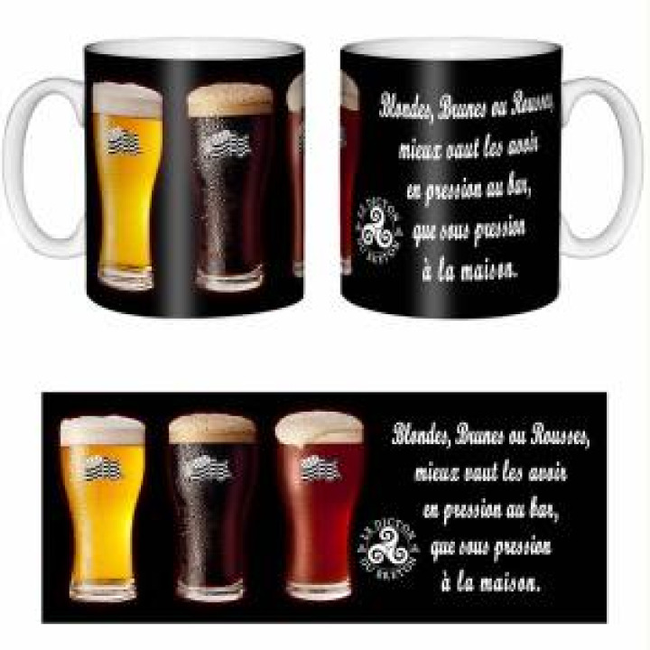 Mug blanc Trois Bières Blondes Brunes Rousses Blanc Taille unique