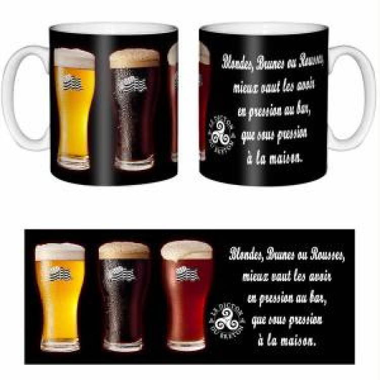 Mug blanc Trois Bi&egrave;res Blondes Brunes Rousses Blanc Taille unique