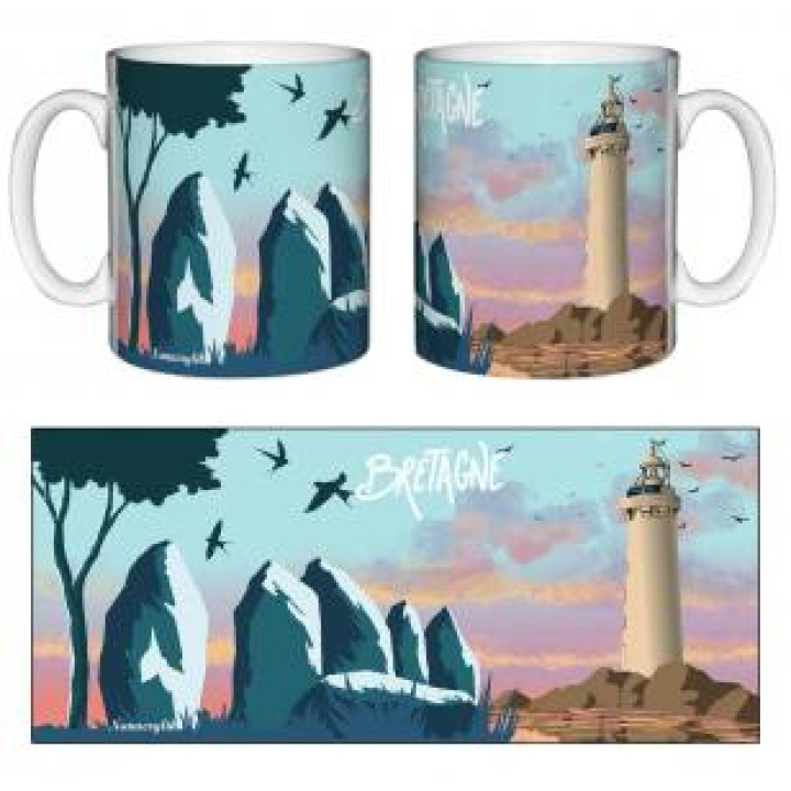 Mug blanc Version église Phare Menhir Bretagne Blanc Taille unique