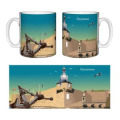Mug blanc Vue de l&rsquo;horloge et de l&rsquo;ancre Concarneau (Version Horizontale) Blanc Taille unique