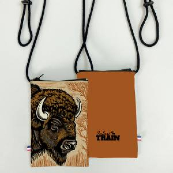 Pochette téléphone allover Bison Linocut Safari Train Blanc Taille unique