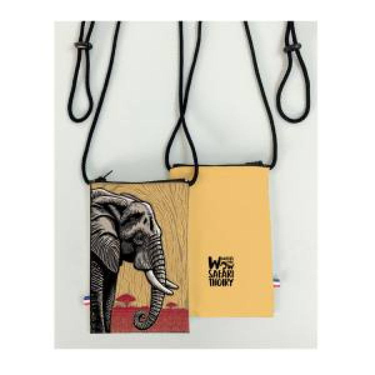 Pochette t&eacute;l&eacute;phone all-over &Eacute;l&eacute;phant Linocut Zoo de Thoiry Blanc Taille unique