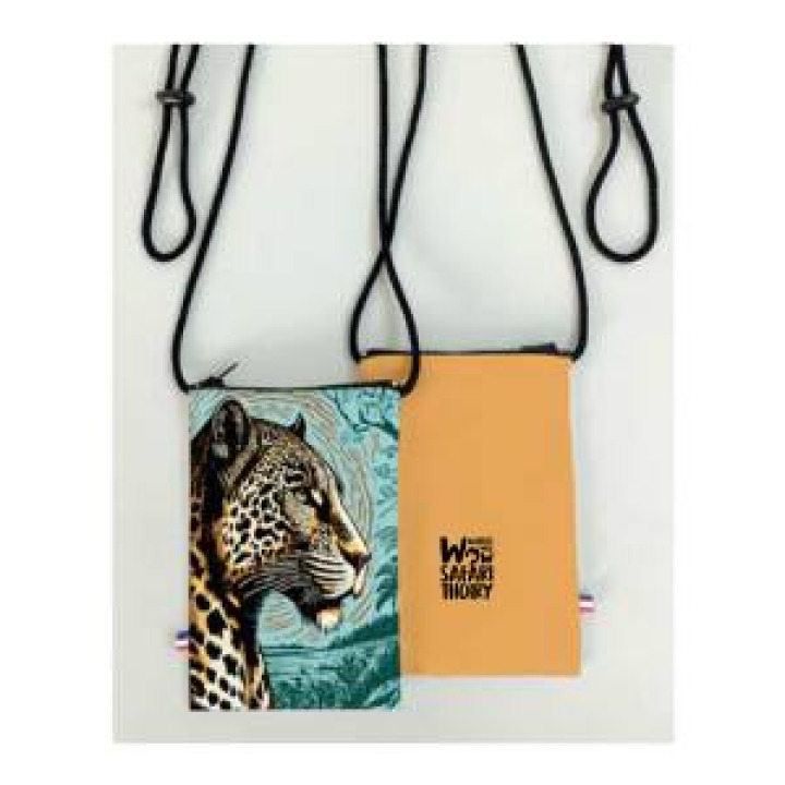 Pochette téléphone allover Léopard Linocut Zoo de Thoiry Orange Bleu Vert Deau Blanc Taille unique